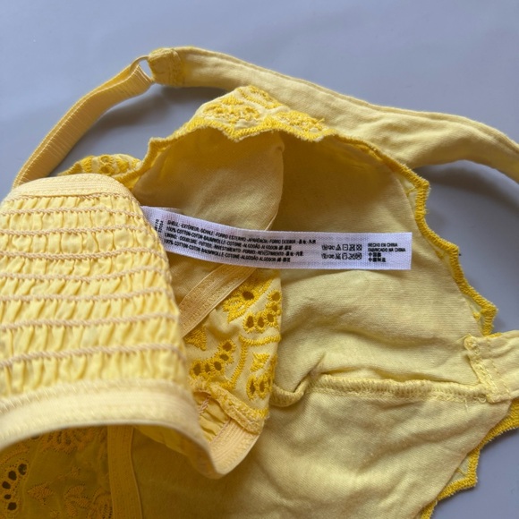 Intimately Free People Yellow Eyelet Cropped Lace Bralette Top Medium - Picture 5 of 8